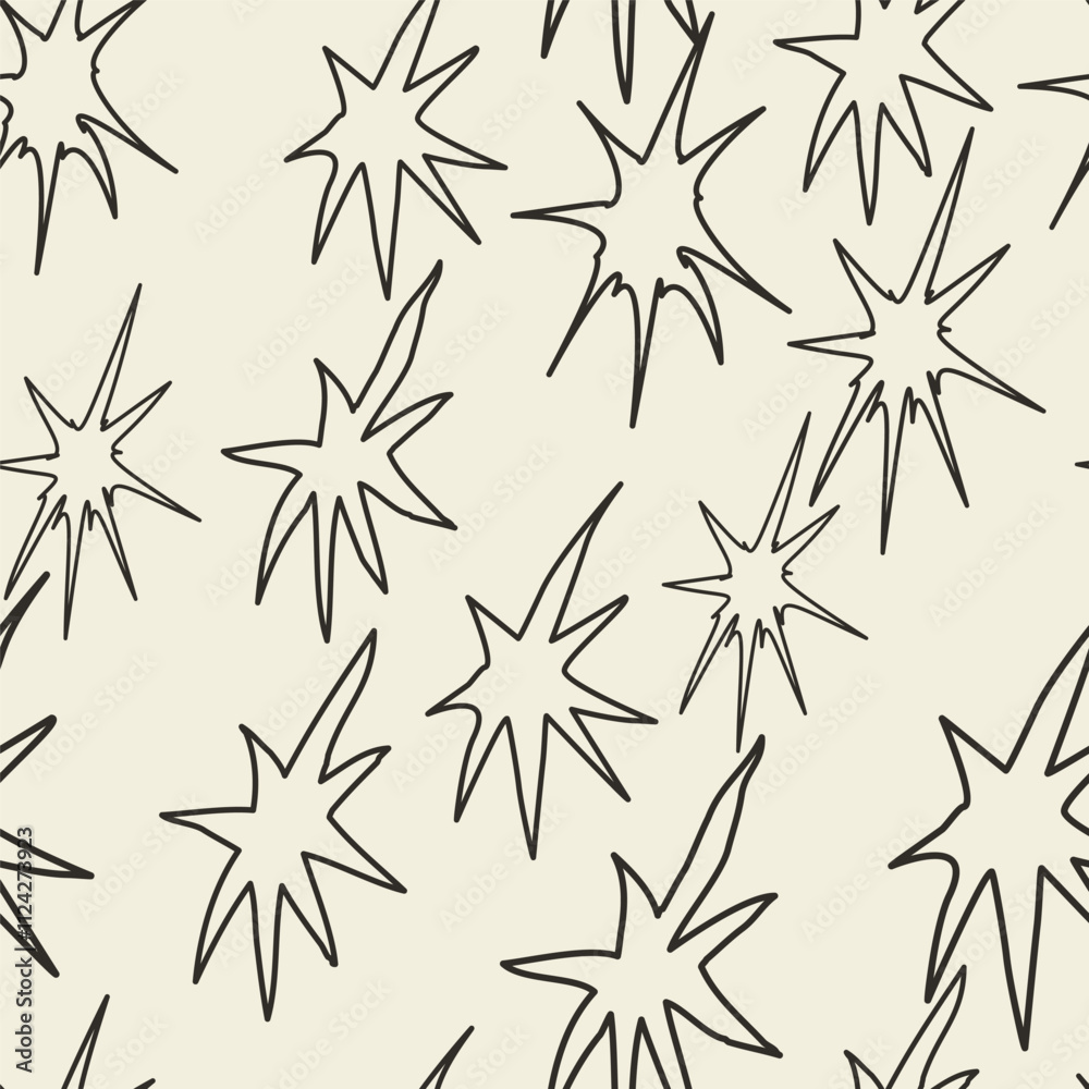 Obraz premium Cute seamless pattern with textured stars. Vector square print, background, design 