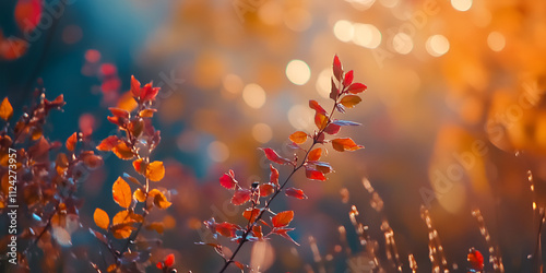 Vibrant Autumn Branches in Soft Sunlight photo