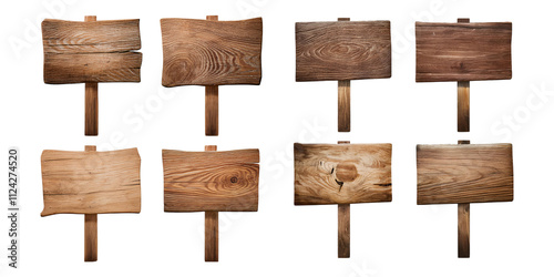 Fototapeta Naklejka Na Ścianę i Meble -  Wood texture sign board, png collection isolated on transparent background