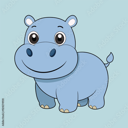 Cute cartoon baby hippo illustration