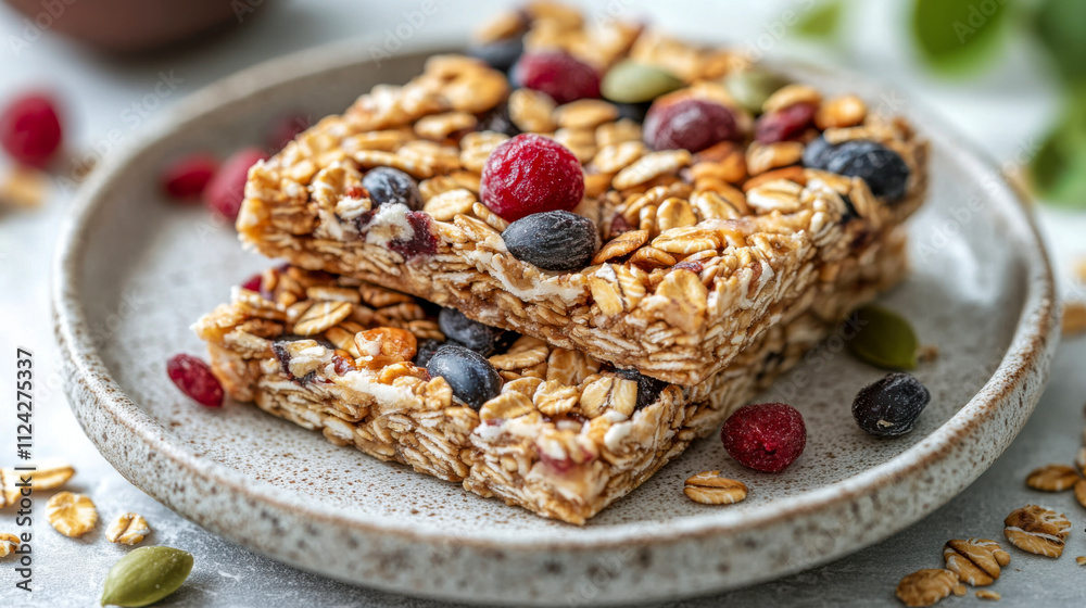 Granola bars with visible seeds on clean white background Granola bars with visible seeds on clean white background