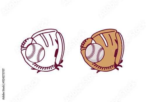 Baseball Glove Clip Art Silhouette Vector Set, Professional Baseball Glove Sport Isolated Equipment And Element, Baseball Exercise Champion Abstract Baseball Glove Outline Icon Symbol Set