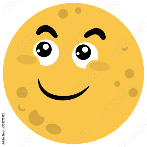 Vector Illustration of Full Moon with Smile