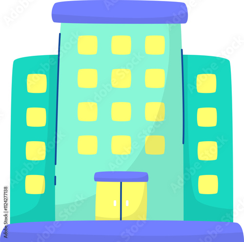 Hotel Building Icon Illustration