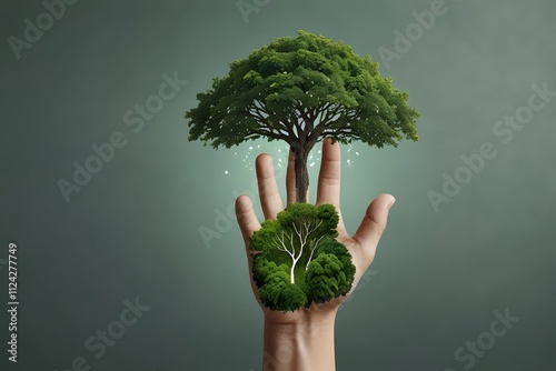 Hand Holding a Tree
