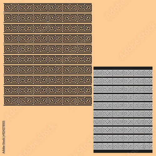 Abstract Greek Key Pattern For Social Media Borders.