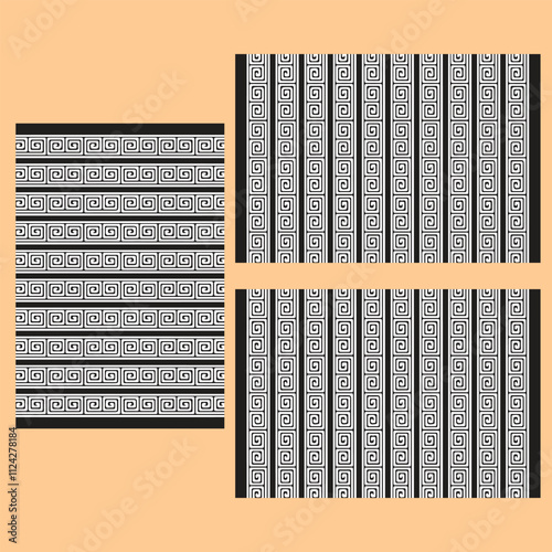 Abstract Greek Key Pattern For Social Media Borders.