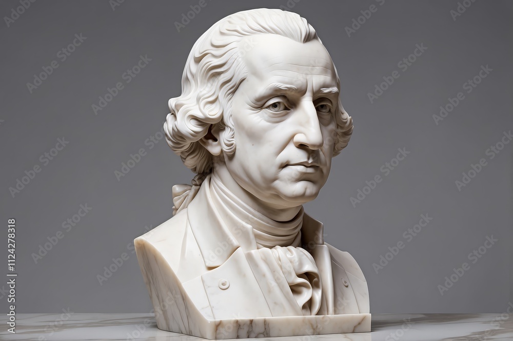 Obraz premium Marble bust sculpture of a historical figure.