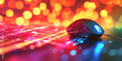  Gaming Mouse on Bokeh-Lit Surface photo