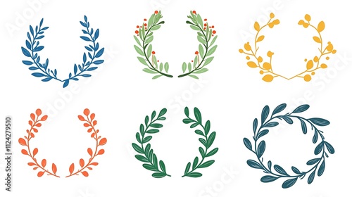 Six floral wreaths in various autumn colors, arranged in a grid.

