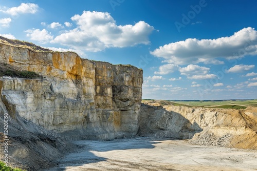 quarrying limestone in clear skies