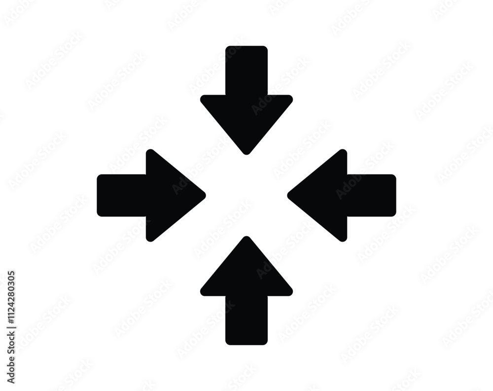four arrows pointing inward icon isolated on white bg four arrows pointing inward icon isolated on white bg