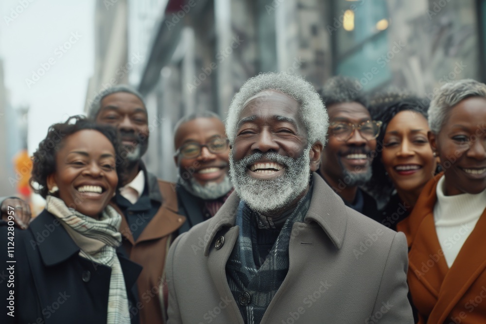 Group of diverse african american and caucasian people on the street. Group of diverse african american and caucasian people on the street.