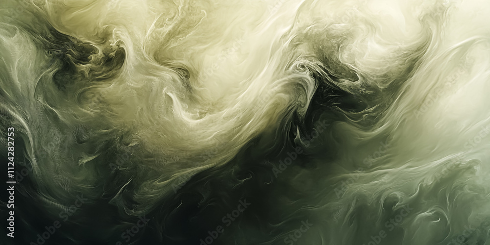 Fluid, smoky textures in muted earth tones like olive green, soft beige, and charcoal, swirling naturally to form abstract organic shapes. Fluid, smoky textures in muted earth tones like olive green, soft beige, and charcoal, swirling naturally to form abstract organic shapes.