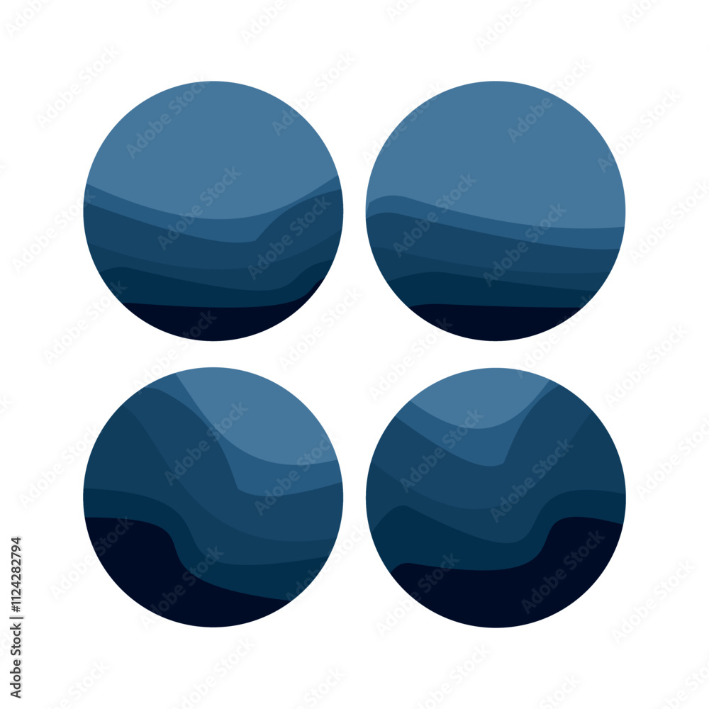 Abstract circle with white motif, blue gradient