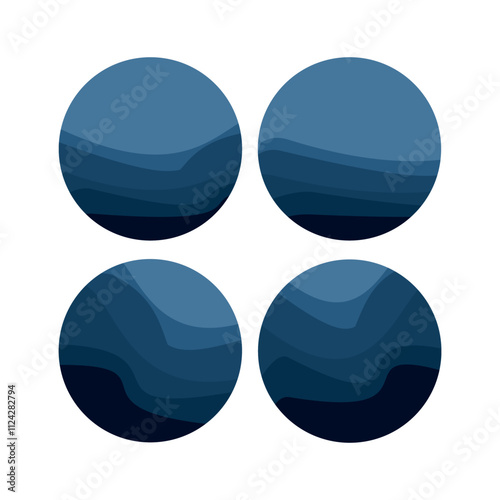 Abstract circle with white motif, blue gradient