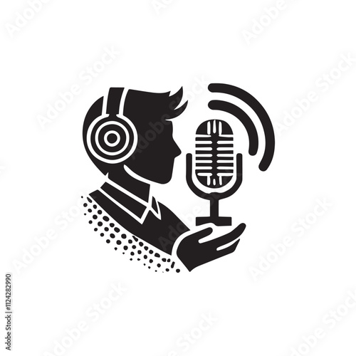 Podcaster silhouette icon vector design symbol illustration