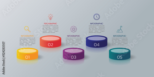 3D Cylinder Infographic Template