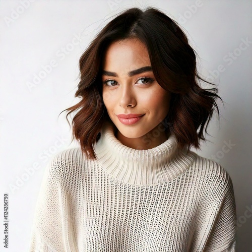 Elegant Simplicity: Woman in a White Sweater, Generated image AI