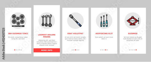 car repair tools wrench onboarding mobile vector socket ratchet, pliers jack, lift screwdriver, multimeter, compressor, torque car repair tools wrench illustrations