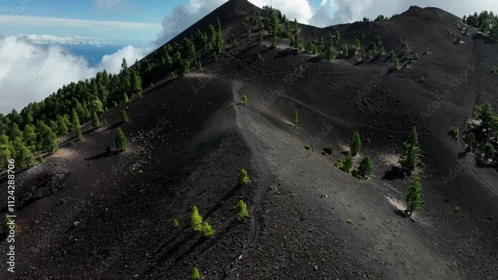 Aerial drone view of the landscape of La Palma, Canary Islands, Spain
