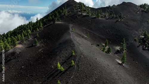 Aerial drone view of the landscape of La Palma, Canary Islands, Spain