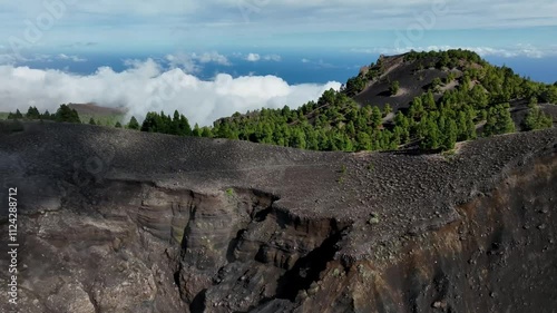 Aerial drone view of the landscape of La Palma, Canary Islands, Spain
