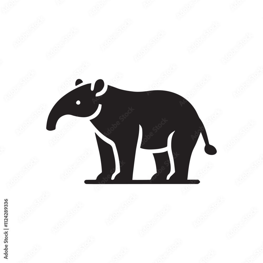 Tapir silhouette vector icon symbol art illustration Tapir silhouette vector icon symbol art illustration
