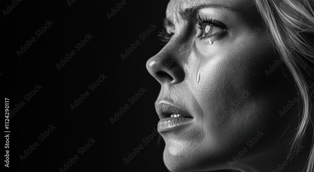 tear on the cheek of a mature woman tear on the cheek of a mature woman