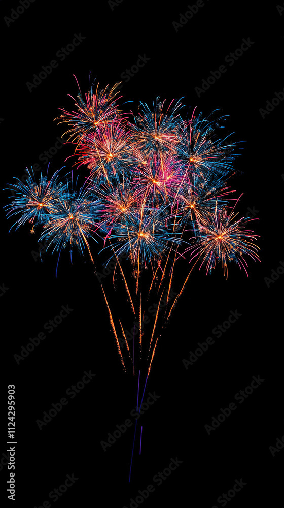 Fireworks in the Night Sky. fireworks on black background Fireworks in the Night Sky. fireworks on black background