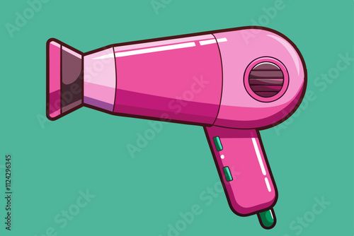 Beautiful electronic seventies hair dryer vector art illustration