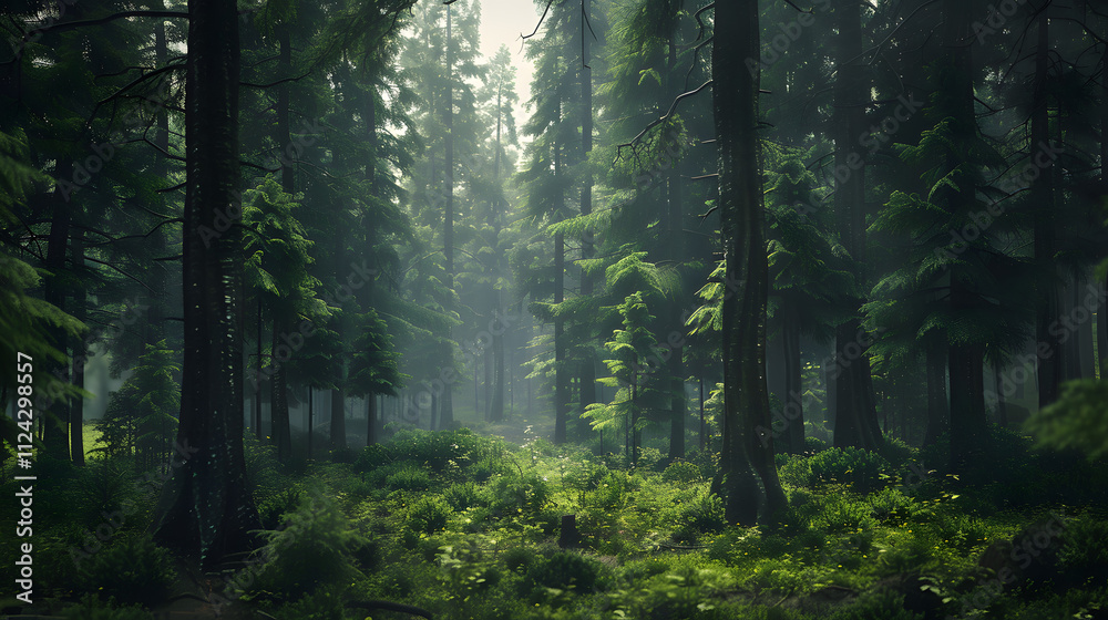 Fototapeta premium Dense forest realistic