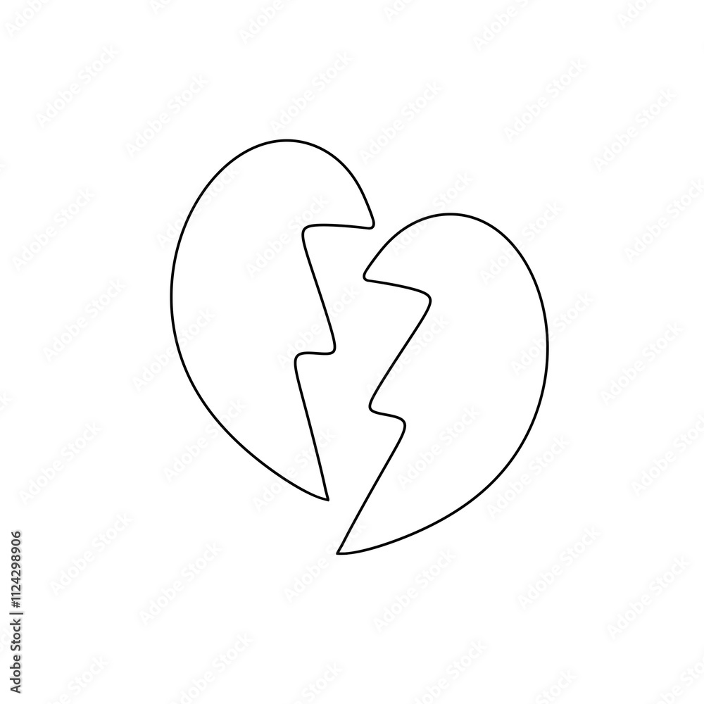 A broken heart with a lightning bolt in the middle A broken heart with a lightning bolt in the middle