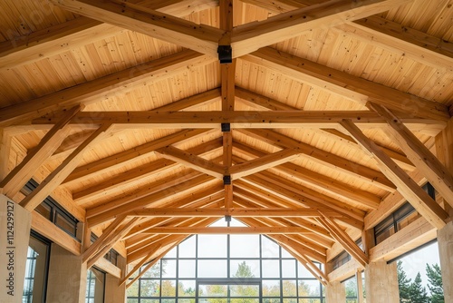 Wooden beam roof Laminated timber structure Wooden rafters