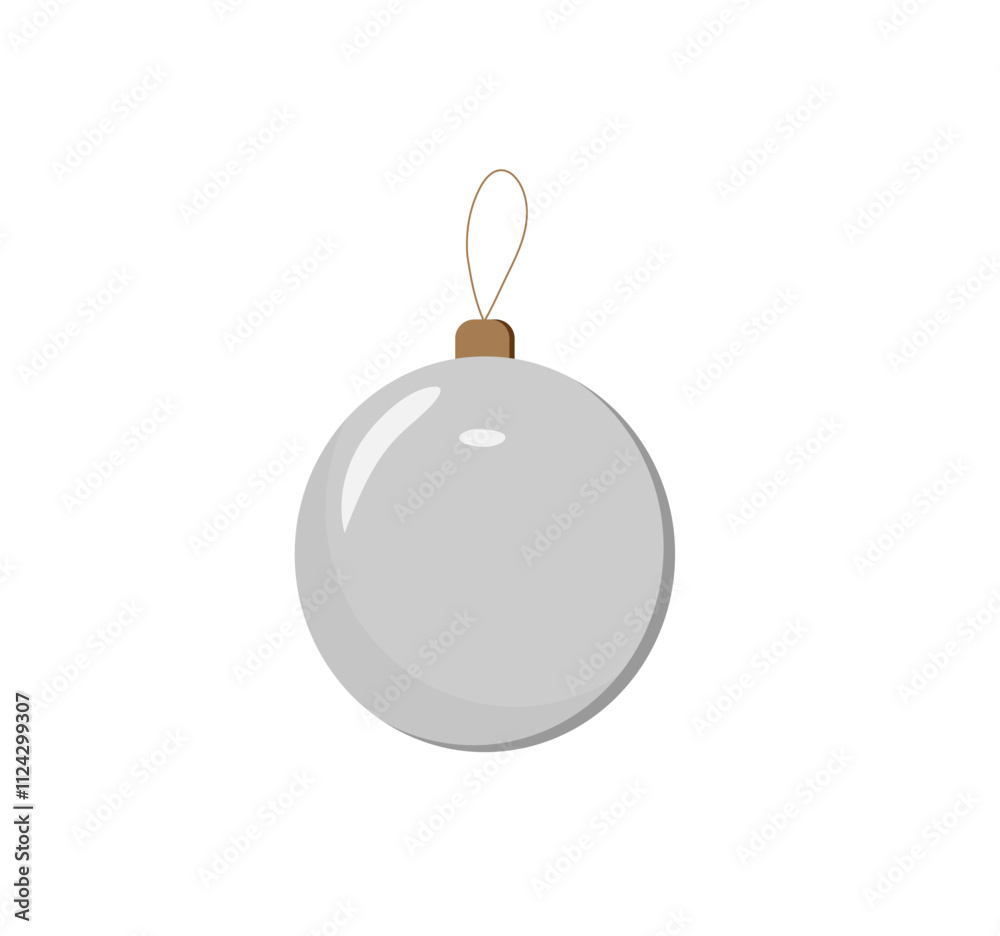 silver New Year's ball on a white background silver New Year's ball on a white background