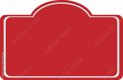 a red plaque with a white outline inside