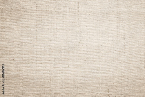 Brown sackcloth woven texture background in natural pattern. Jute hessian burlap, linen background in light beige cream color blank. Weaving canvas fiber line cotton cloth textured as organic.