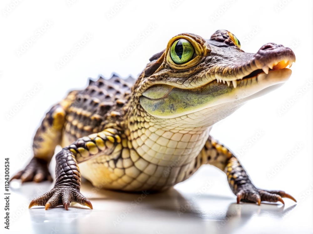 Baby Crocodile White Background Stock Photo, Young Reptile Isolated, Cute Croc Image, Wildlife Photography Baby Crocodile White Background Stock Photo, Young Reptile Isolated, Cute Croc Image, Wildlife Photography