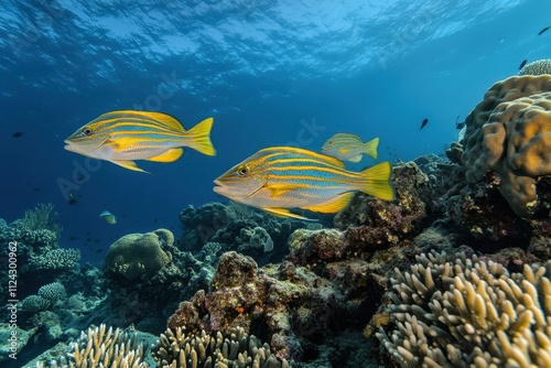 Fototapeta Naklejka Na Ścianę i Meble -  Yellowtail tang or Zebrasoma xanthurum in the Red Sea coral reef