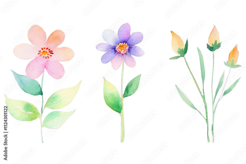 Watercolor flowers set on an isolated white background, watercolor illustration, hand drawing white dahlia flowers, Generative AI Watercolor flowers set on an isolated white background, watercolor illustration, hand drawing white dahlia flowers, Generative AI