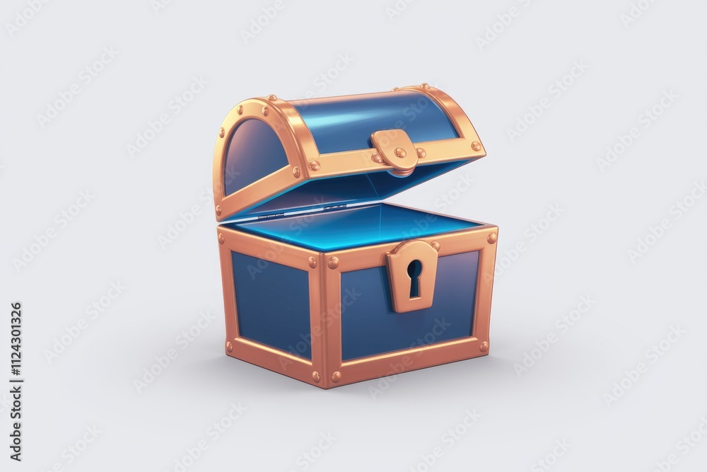 An open blue treasure chest with golden accents, promising riches and rewards. An open blue treasure chest with golden accents, promising riches and rewards.