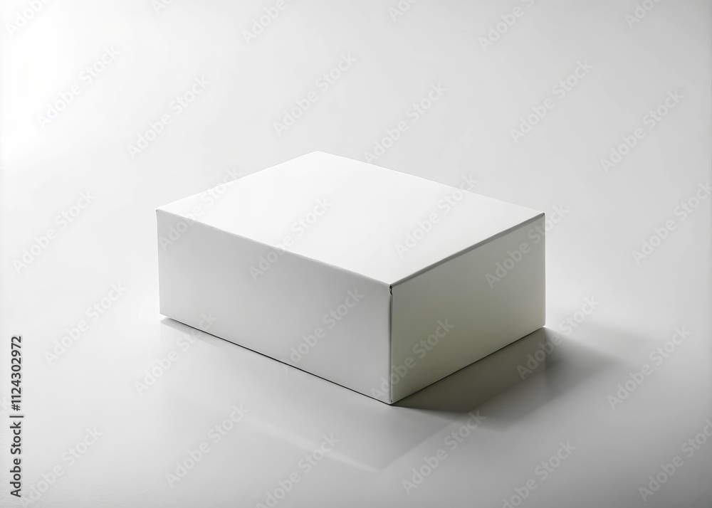 Clean and Minimalist Portrait of a Rectangle White Cardboard Box on a Pure White Background for Creative Packaging Design and Product Showcase