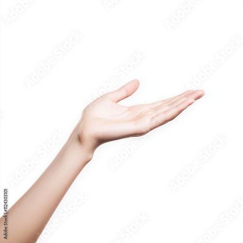 Delicate Hand Reaching Out on White Background - Minimalist and Versatile for Design Projects