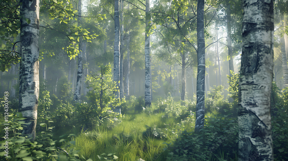 Obraz premium Mixed forest realistic