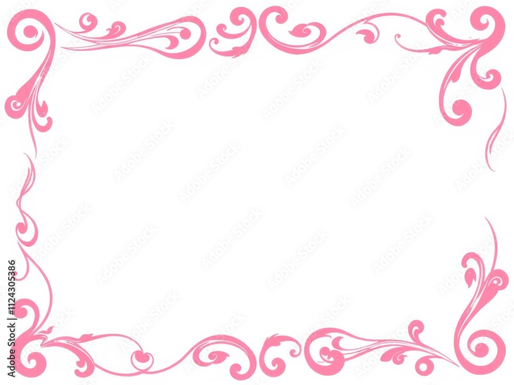 Abstract pink and blue swirl pattern frame on white background, swirls, abstract, edges Abstract pink and blue swirl pattern frame on white background, swirls, abstract, edges