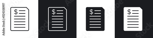 Bank statement linear icon set for app, and web design.