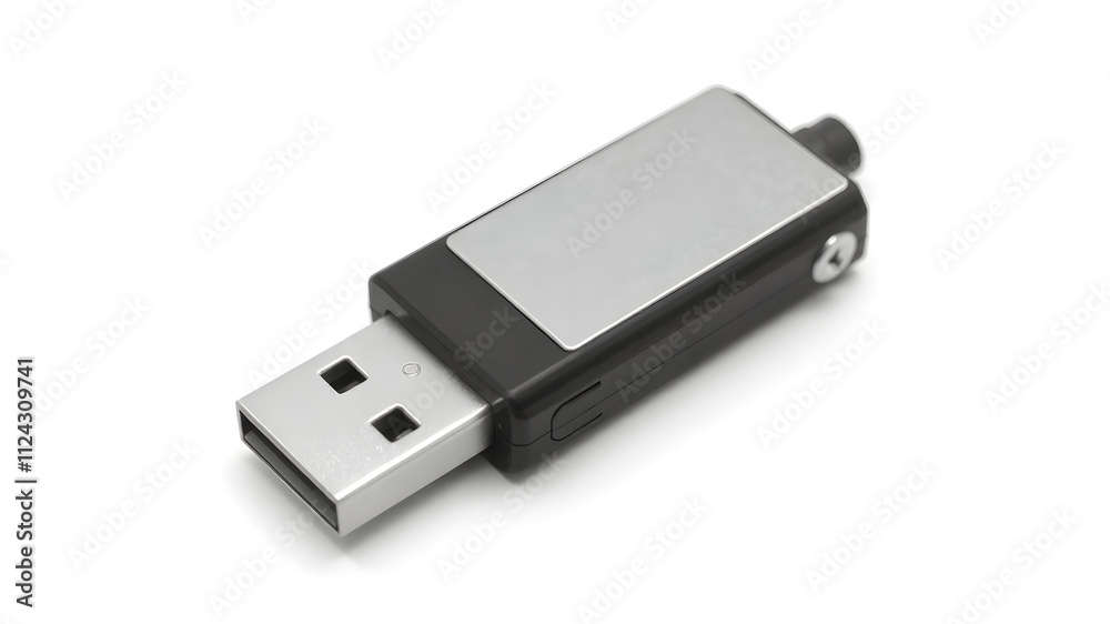 A single USB flash drive with a detachable cap, isolated on white A single USB flash drive with a detachable cap, isolated on white
