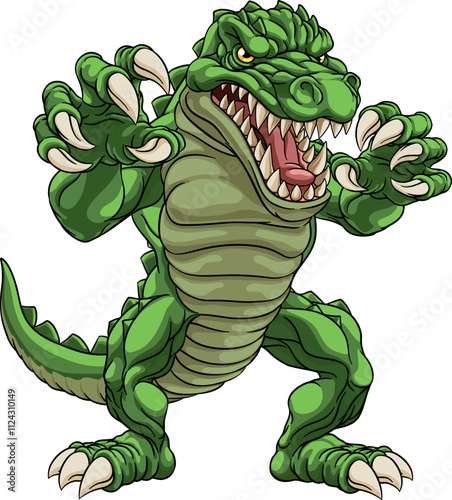 A crocodile or alligator cartoon lizard dino dinosaur angry monster mascot