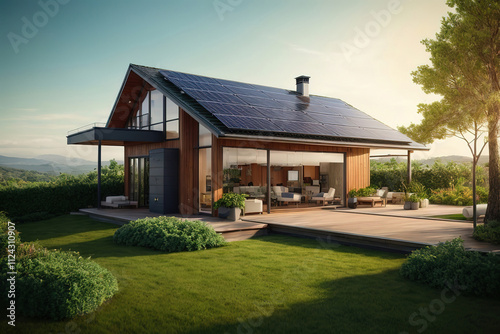 Excellent Solar Energy with Small House Illustration