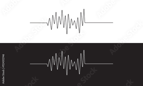 One line drawing of sound wave. Continuous linear sketch . Vector illustration. isolated on white and black background. EPS 10